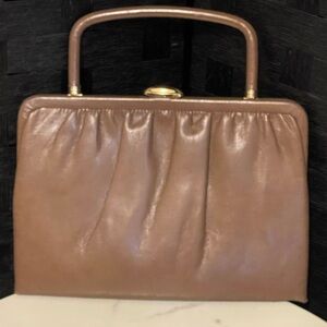Vintage Mardone Tan Clutch Snap Hinge Closure Crackle Finish 50s/60s Mad Men